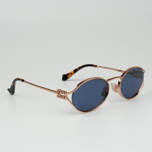 NEW Miu Miu Pink Gold Dark Blue Oval Sunglasses main image 5